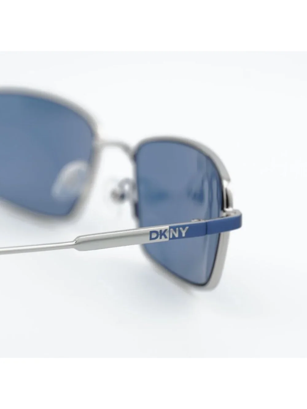 DKNY DK119S 040 Sunglasses Silver Rectangle Frame, Blue Lenses